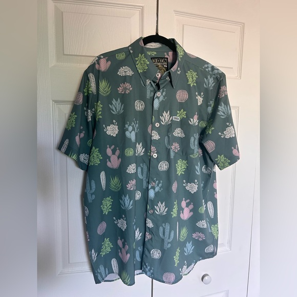 DIXXON Other - DIXXON Green and Pink Cactus Casual Button Down Shirt